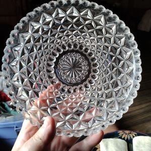 Vintage Pressed Glass Shallow Bowl